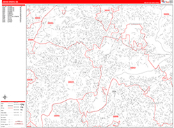 Johns Creek Wall Map Zip Code Red Line Style 2026